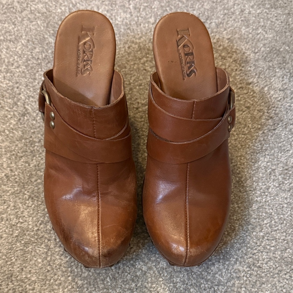 Kork-Ease Brown Leather Women's Mules